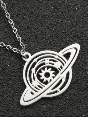 “Solar System in Ringed Planet” Universe Galaxy Diagram Sun Star Space Necklace
